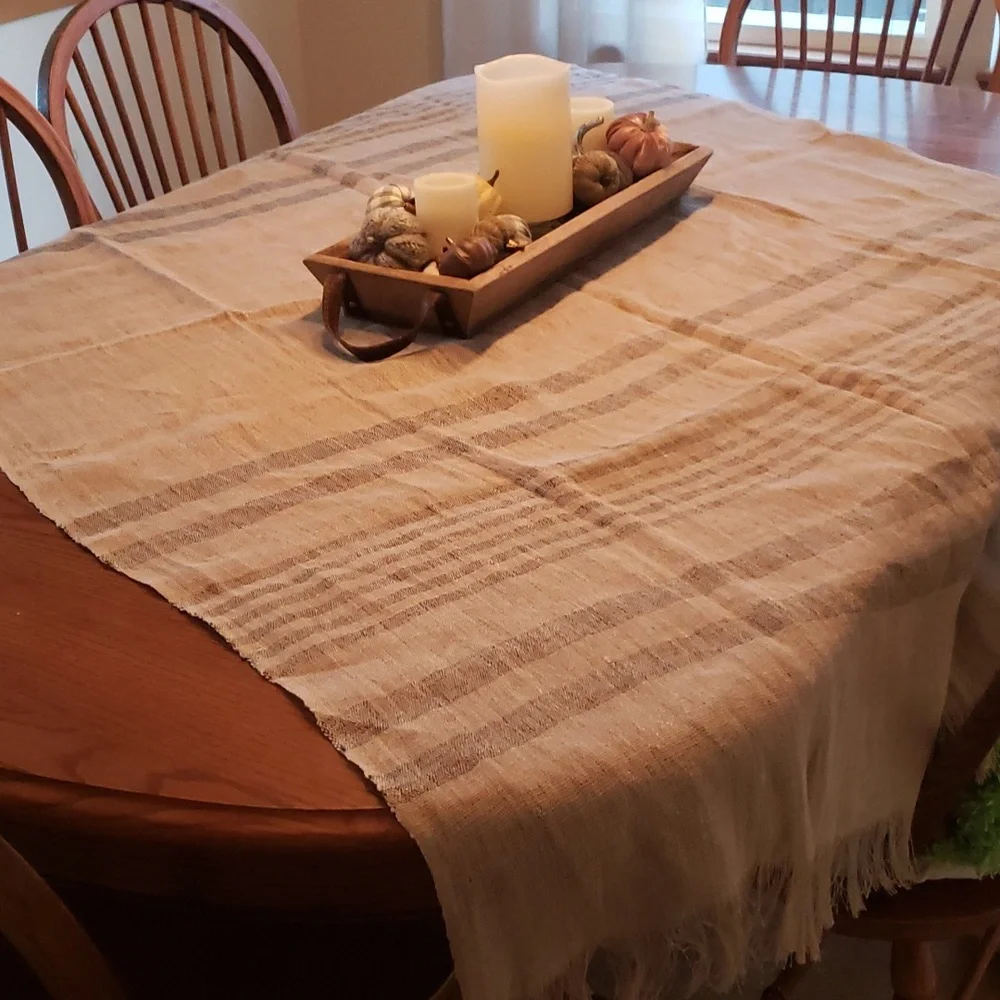 Arhaus NWOT Linen Striped Table Cloth Runner